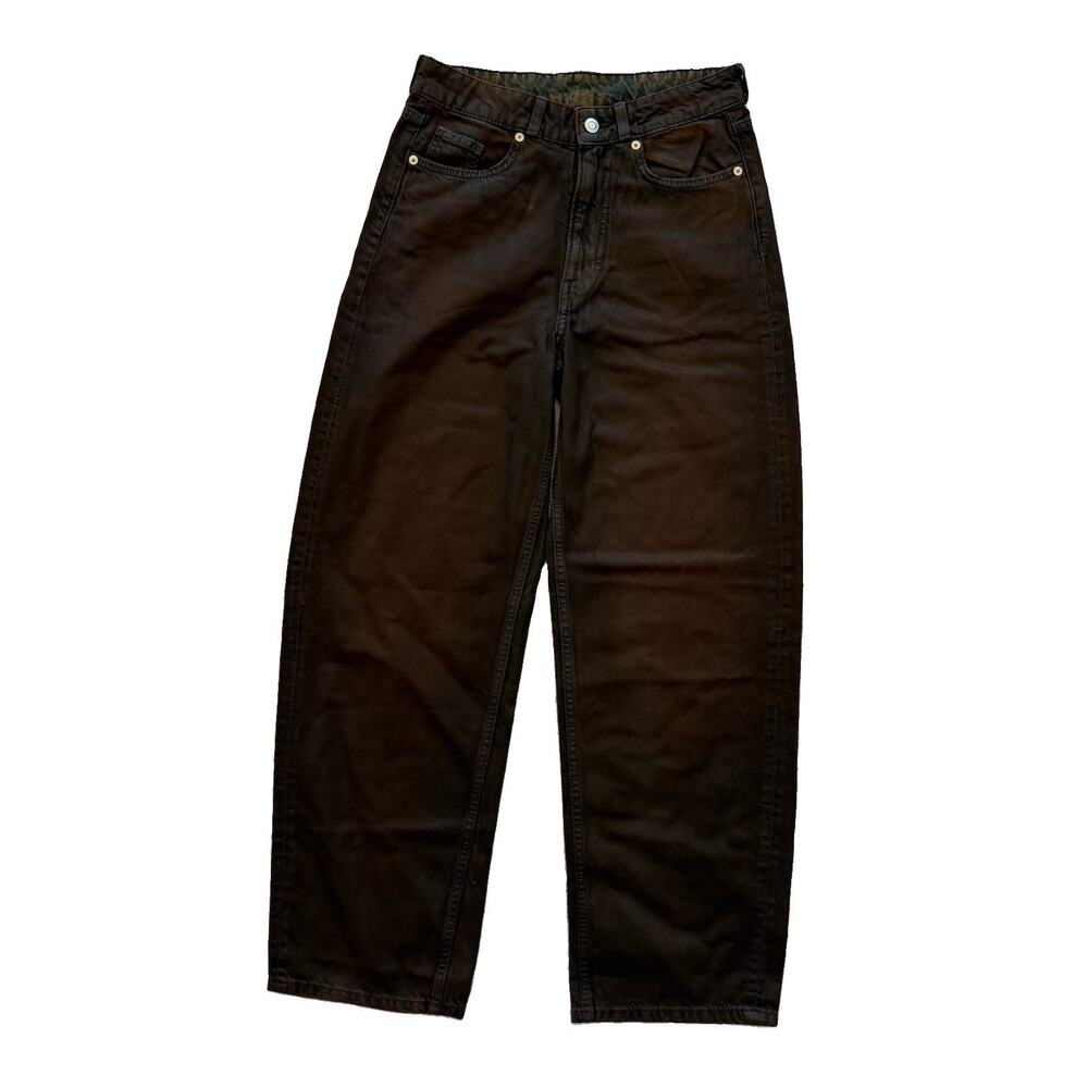 Divided Chocolate Brown Waxed Denim Straight Leg Women’s Jeans Size 2